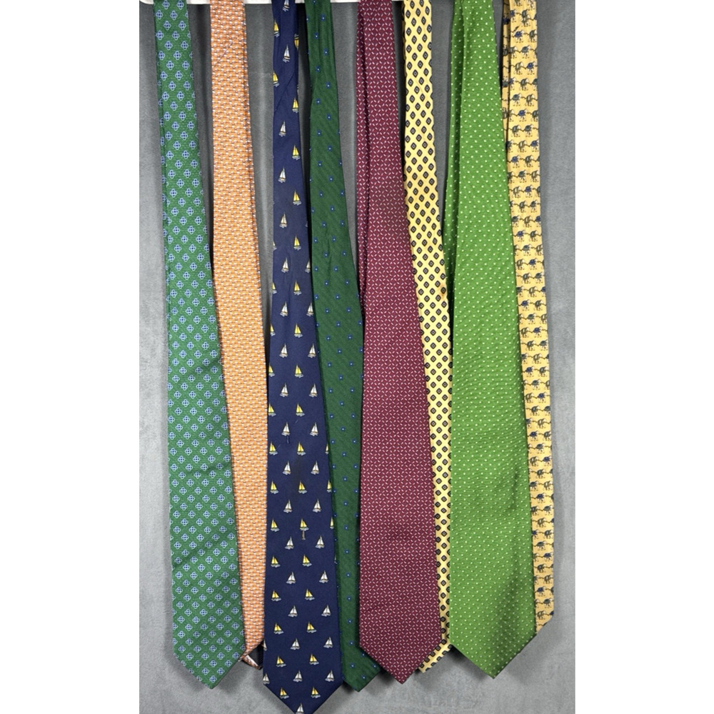 Lot of 7 BROOKS BROTHERS Makers Silk Neckties Assorted Sailboat Hat Elephant